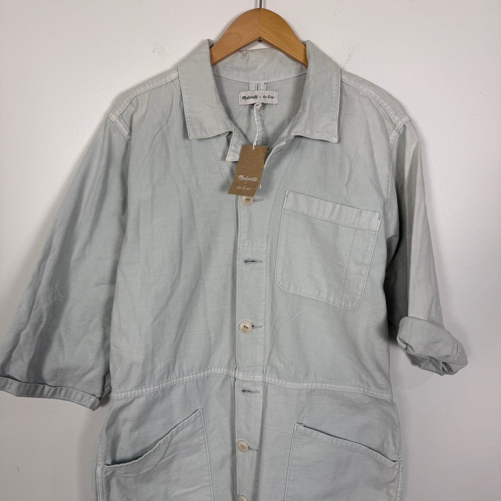 Madewell x As Ever Cotton Utility Workwear Jumpsuit Sage Green Blue NWT XL - Picture 7 of 13